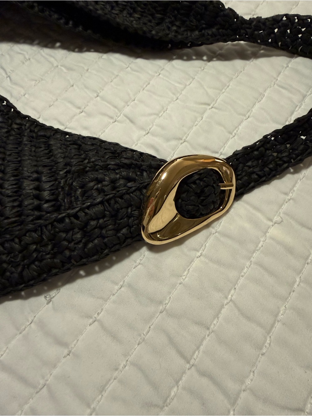 Anthropologie Black Love Knot Slouchy Raffia Shoulder Bag - Picture 5 of 7